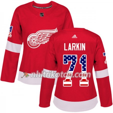 Detroit Red Wings Trikot Dylan Larkin 71 Adidas 2017-2018 Rot USA Flag Fashion Authentic - Dame
